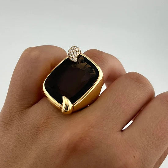 Bague Cocktail POMELLATO en or jaune, topaze et diamants