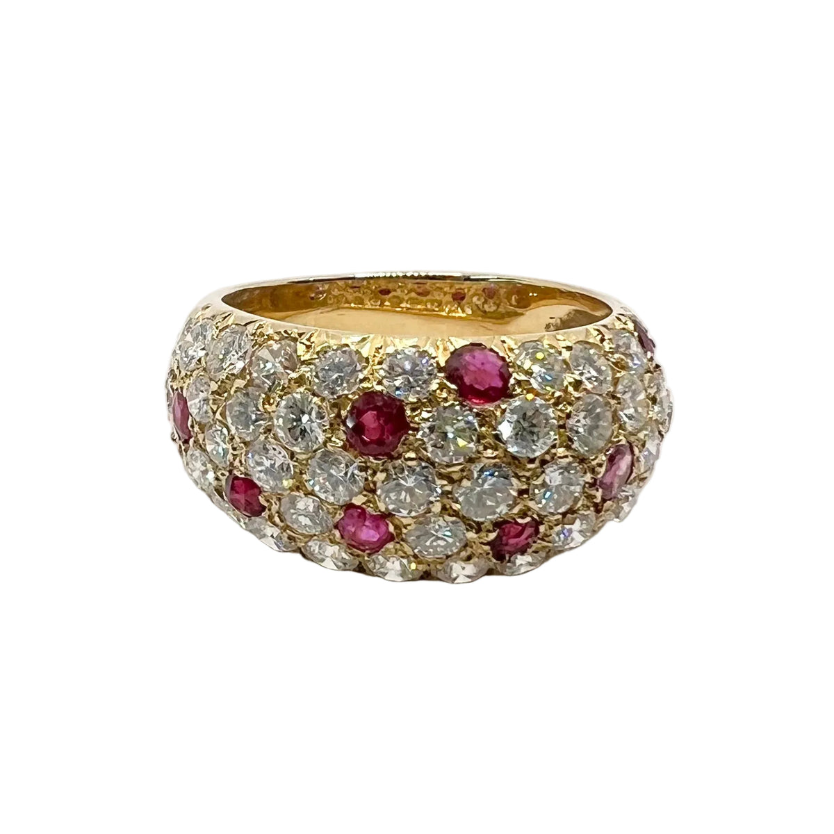 Bague Jonc en or jaune, rubis et diamants