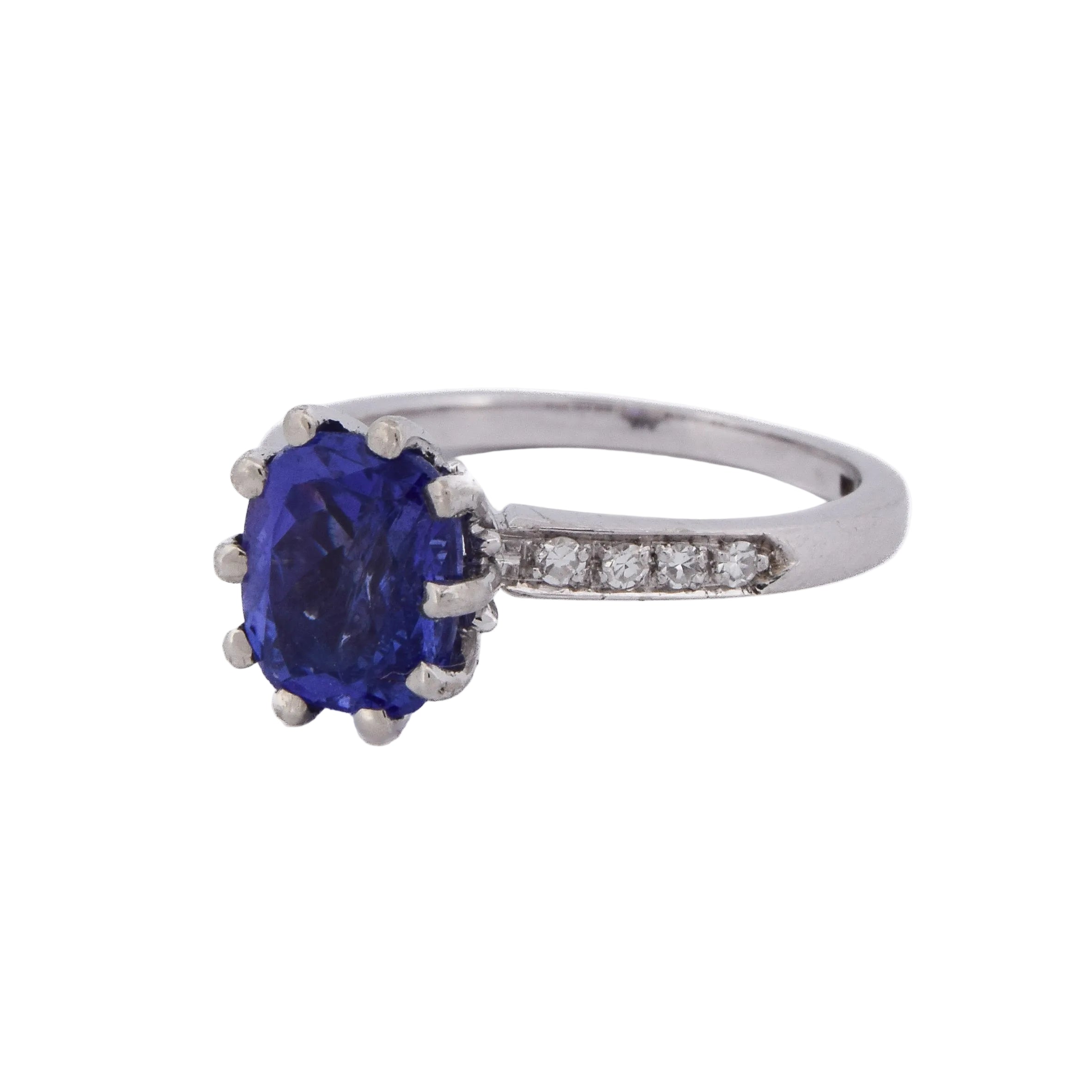Bague Solitaire en or blanc, tanzanite et diamants