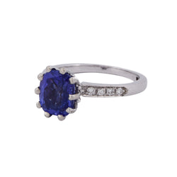 Bague Solitaire en or blanc, tanzanite et diamants