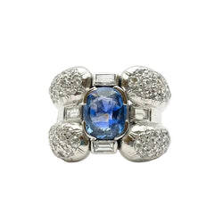 Bague Cocktail en or blanc, saphir et diamants
