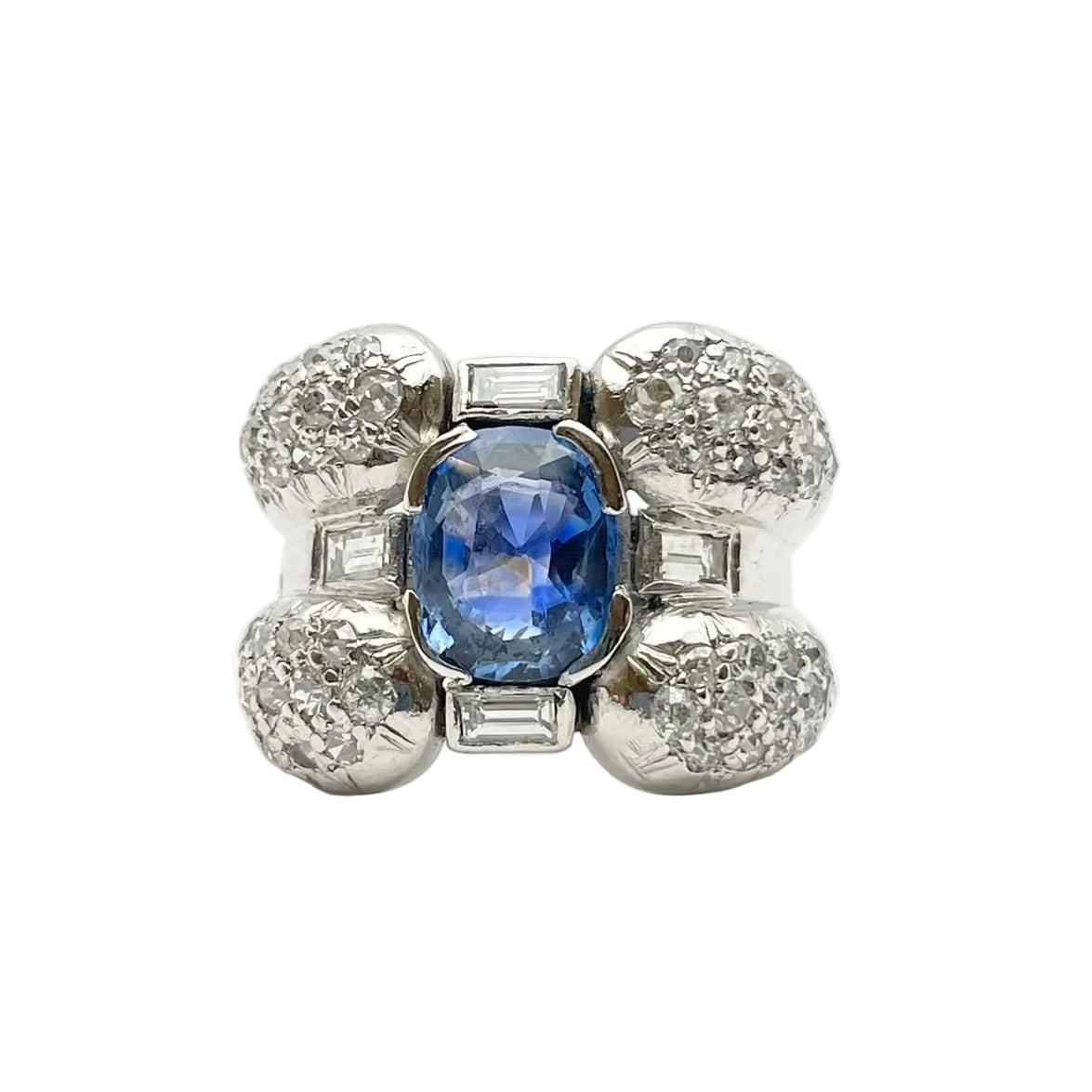 Bague Cocktail en or blanc, saphir et diamants