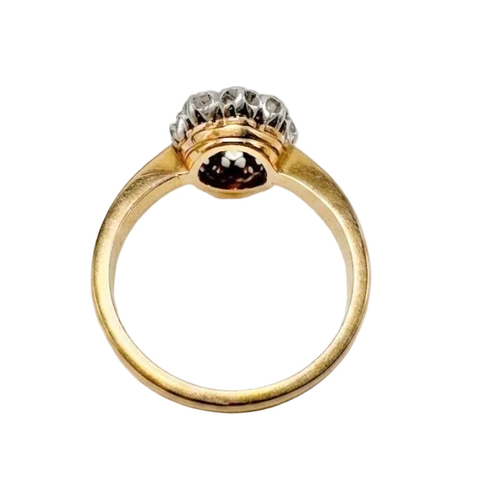 Bague Marguerite en or jaune, platine et diamants