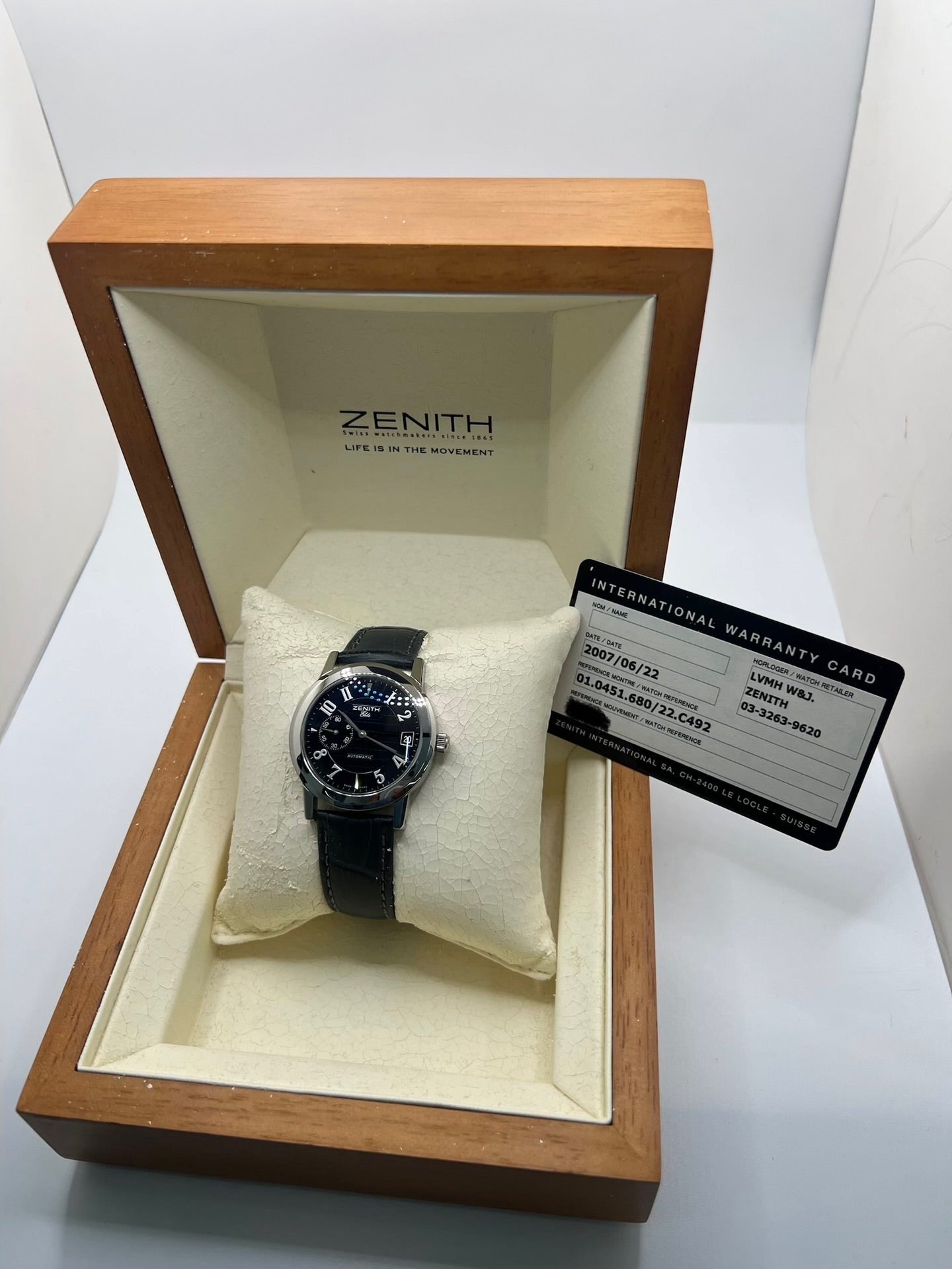 Montre ZENITH "Port Royal" en acier et cuir