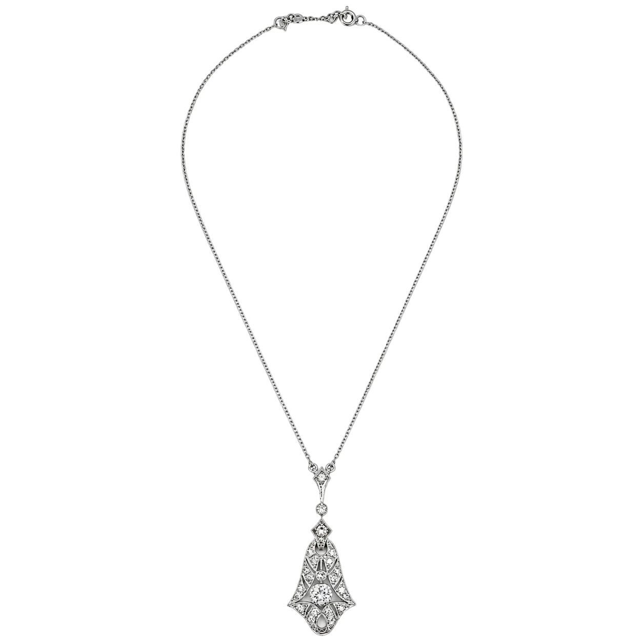 Collier Pendentif en or blanc et diamants
