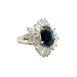 Bague en or blanc, saphir et diamants