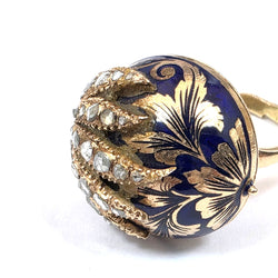 Bague Dôme en or jaune, émeraude et diamants