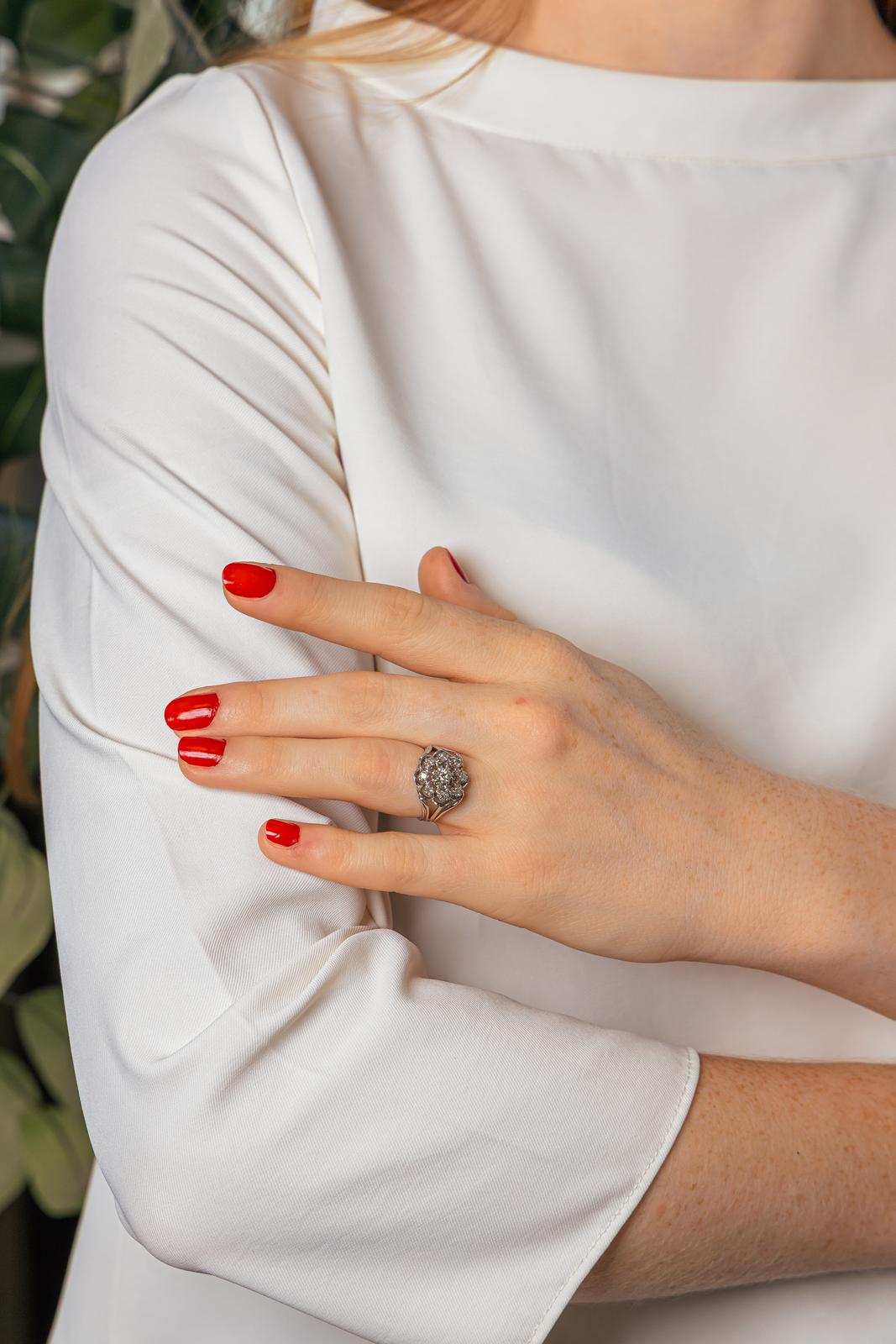 Bague Marguerite Or blanc Diamant