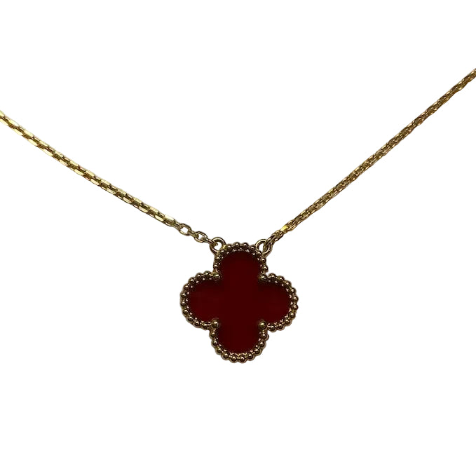 Collier Pendentif VAN CLEEF & ARPELS "Vintage Alhambra" en or jaune et cornaline