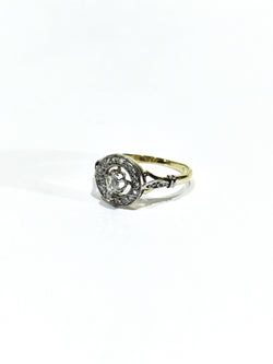 Bague cible en or jaune et diamants