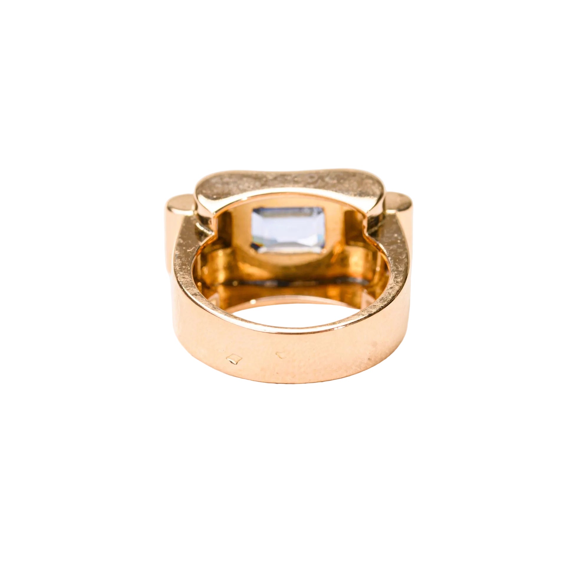 Bague Tank en or rose et spinelle bleu