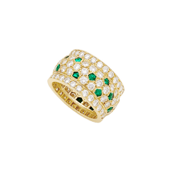 Bague Bandeau CARTIER "Nigéria" en or jaune, émeraudes et diamants