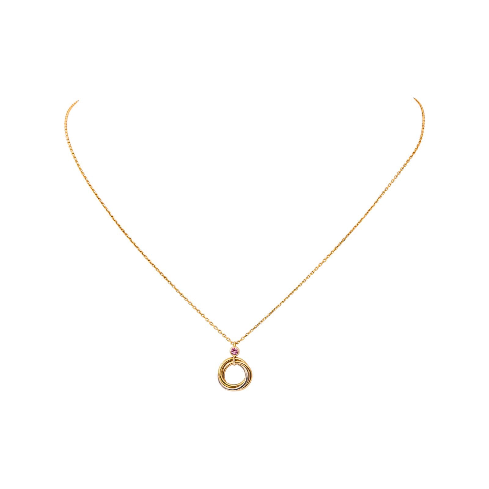 Cartier Collier Trinity Or jaune Saphir rose