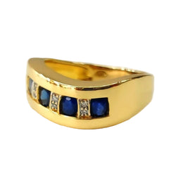 Bague Bandeau en or jaune, saphirs et diamants