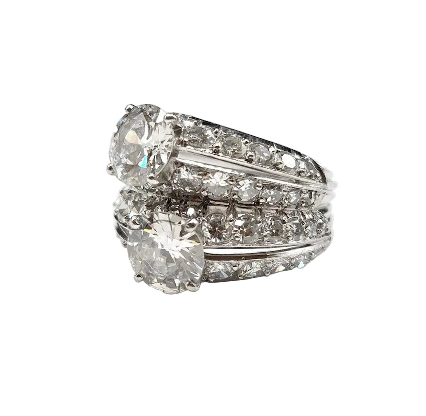 Bague Toi & Moi en platine et diamants