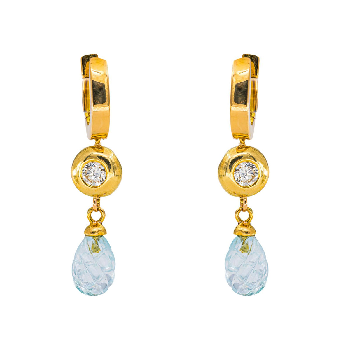 Boucles d'oreilles Or jaune Aigue-marine
