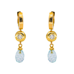 Boucles d'oreilles Or jaune Aigue-marine