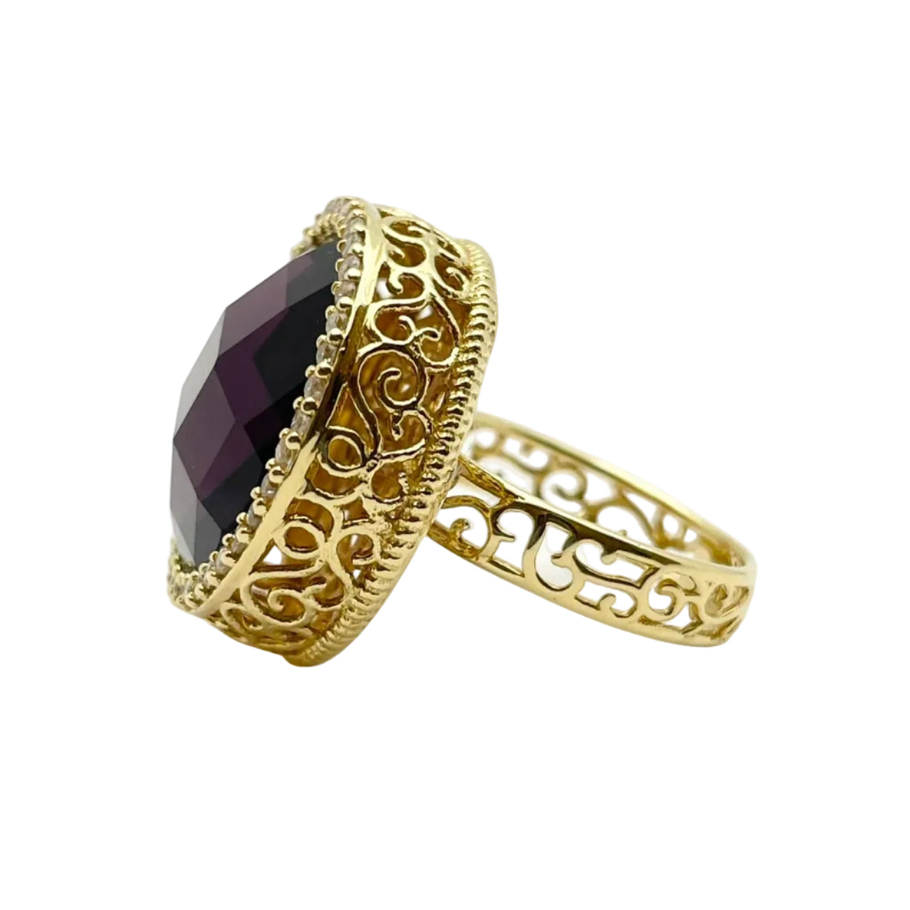 Bague Cocktail en or jaune, quartz et diamants