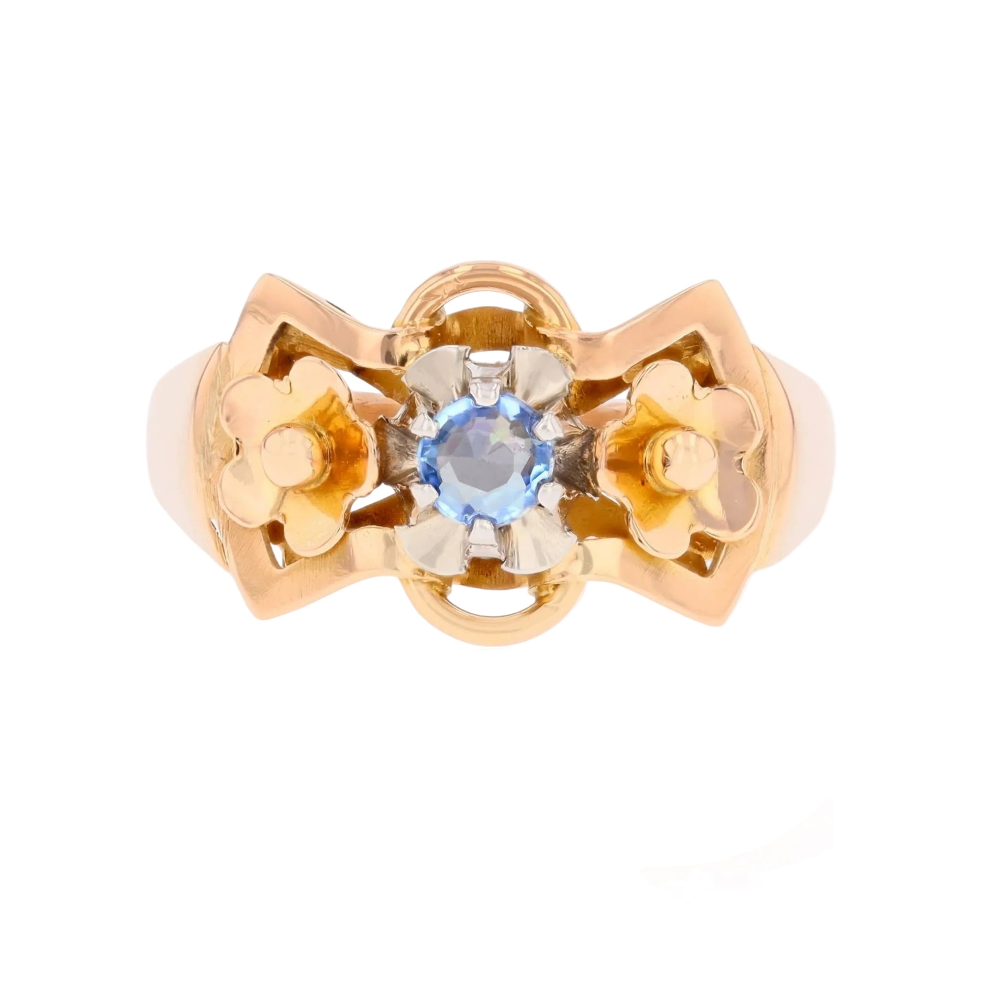 Bague Tank en or rose et saphir