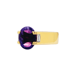 Bague Cartier, or jaune, améthyste et diamants.