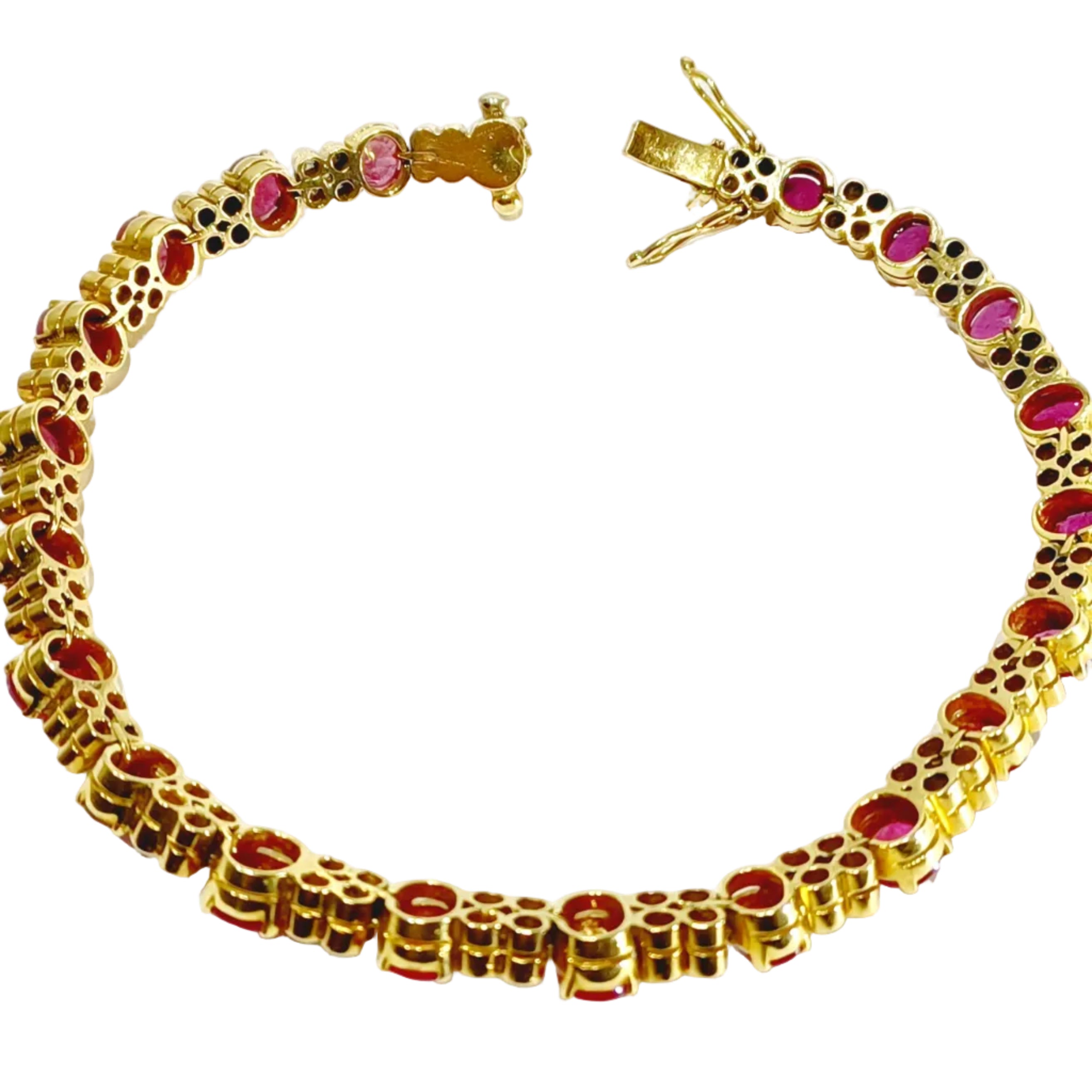 Bracelet Ligne en or jaune, rubis et diamants