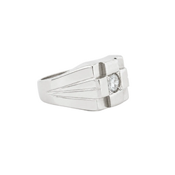Bague Chevalière en or blanc et diamant