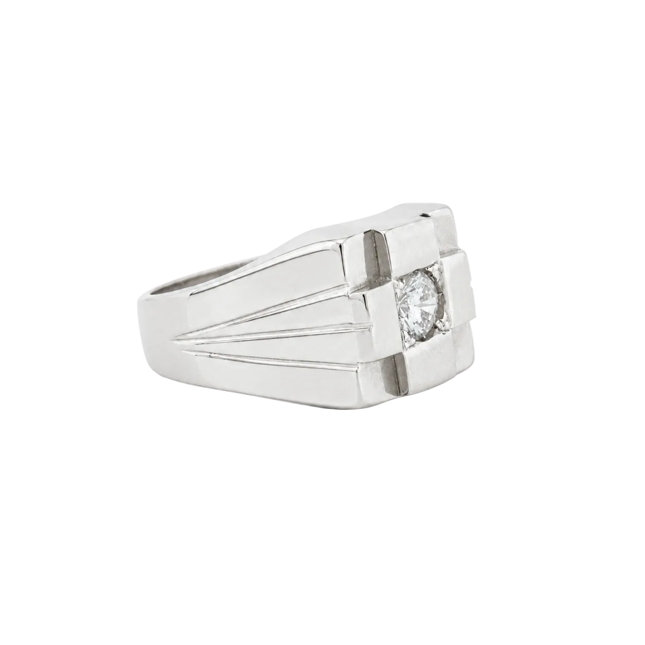 Bague Chevalière en or blanc et diamant