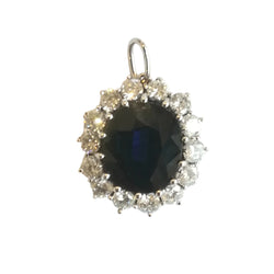 Pendentif en or blanc, saphir et diamants