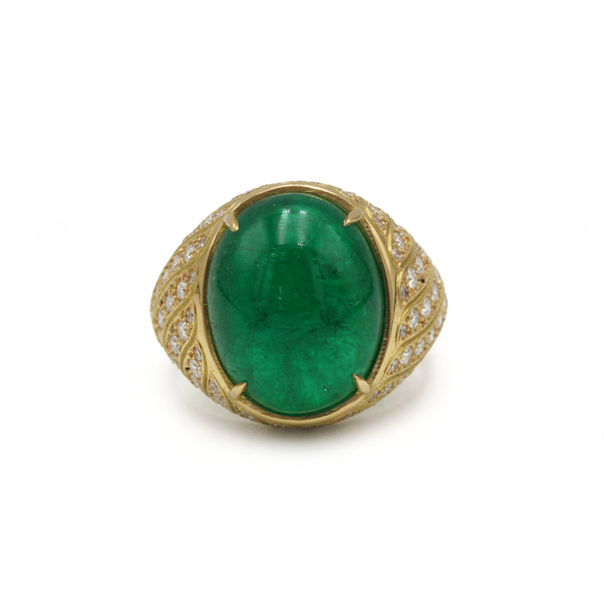 Bague Dôme en or jaune, émeraude et diamants