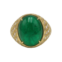 Bague Dôme en or jaune, émeraude et diamants