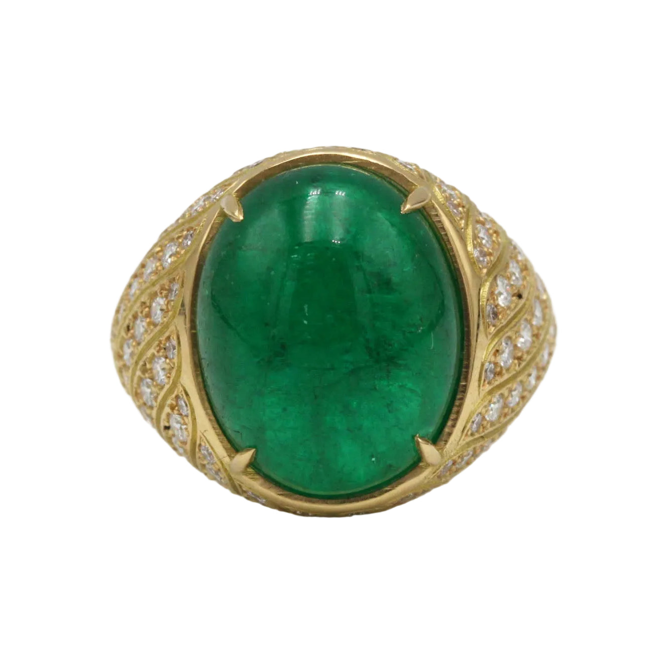Bague Dôme en or jaune, émeraude et diamants