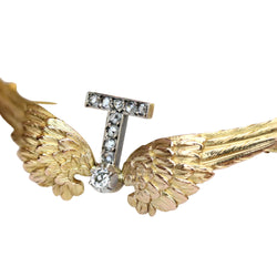 Broche en or jaune, argent et diamants