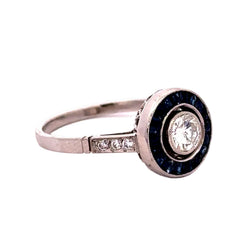 Bague Entourage en platine, saphirs et diamants
