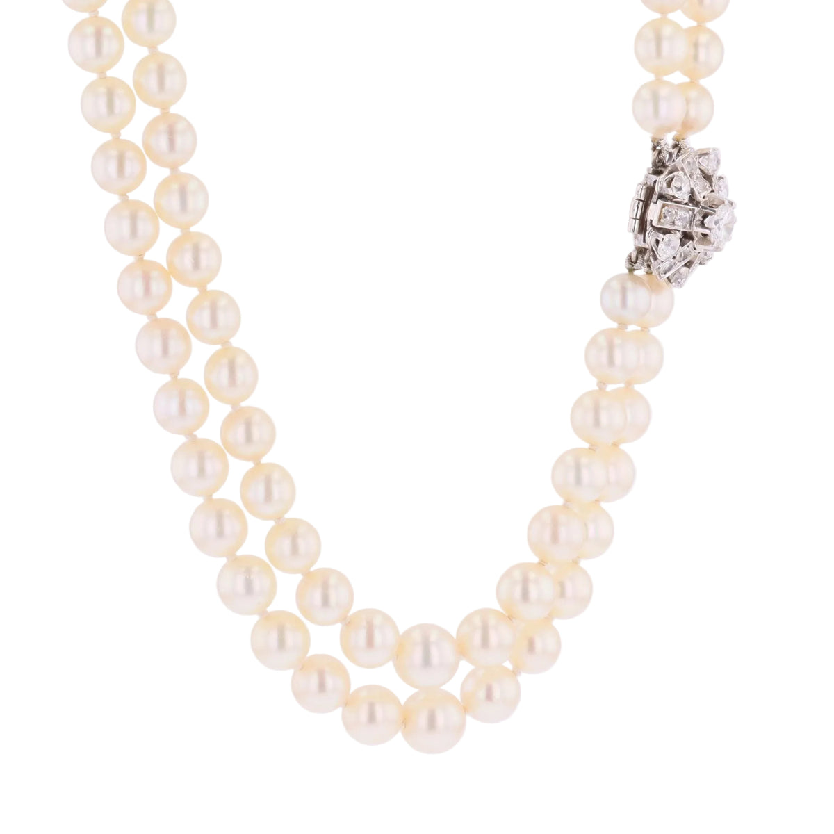 Collier Perles en or blanc, platine et diamants