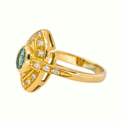 Bague  Marquise Or jaune Emeraude