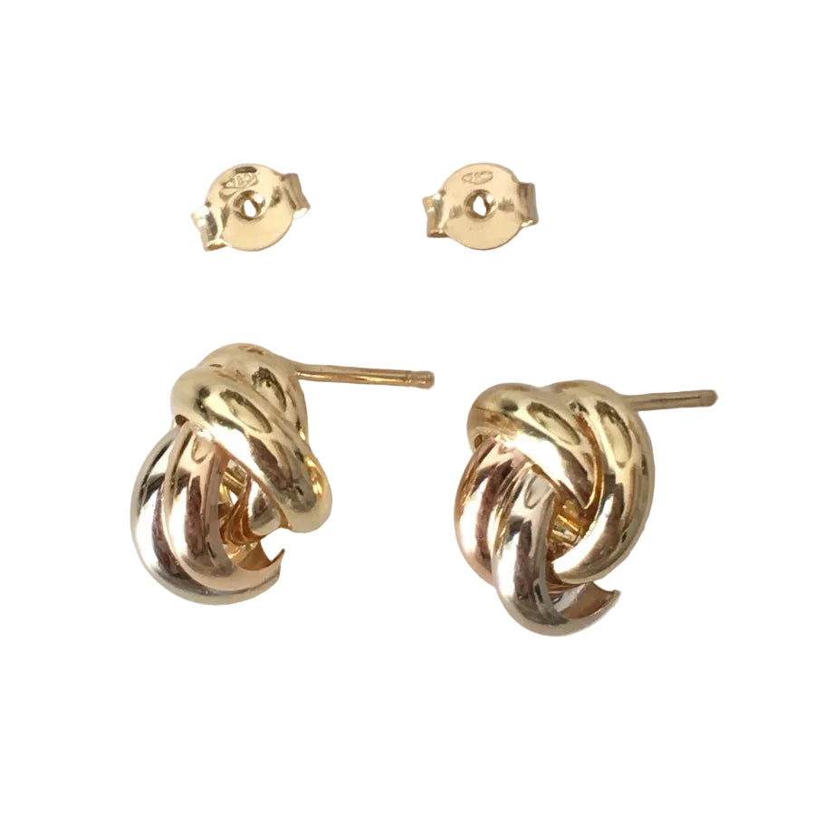 Boucles d'oreilles Puces en or blanc, or jaune et or rose