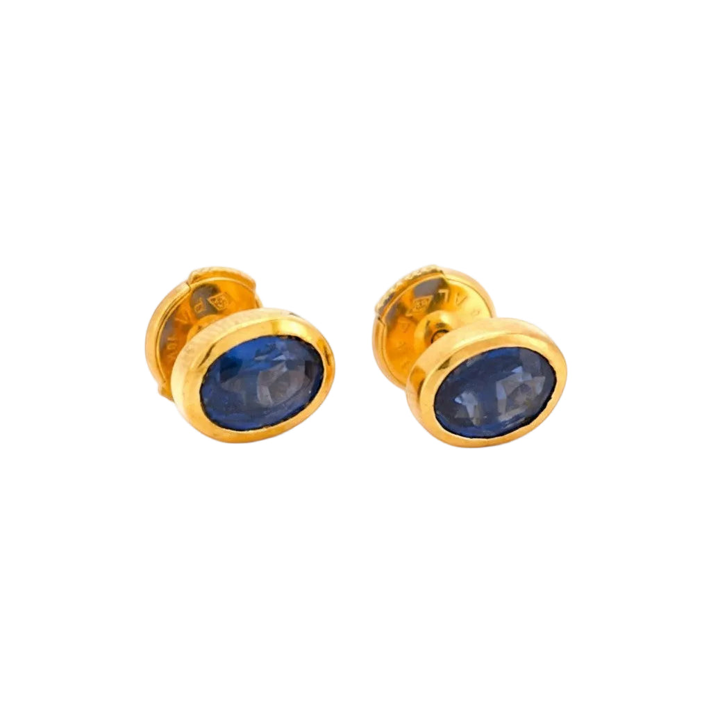 Boucles d'oreilles Puces en or jaune et saphirs