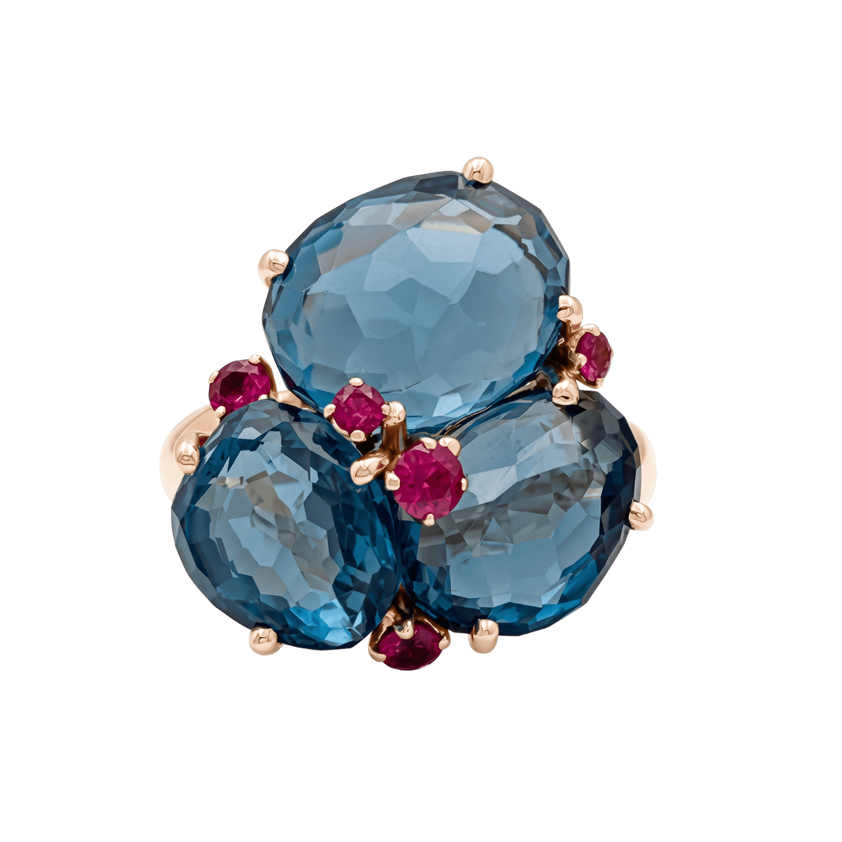 Bague Cocktail POMELLATO "Bahia" en or rose, topazes et saphirs