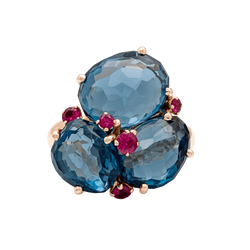Bague Cocktail POMELLATO "Bahia" en or rose, topazes et saphirs