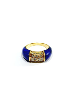 Bague Jonc en or jaune, lapis-lazuli et diamants