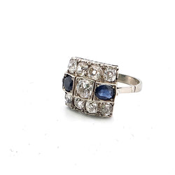 Bague Tank en or blanc, saphirs et diamants
