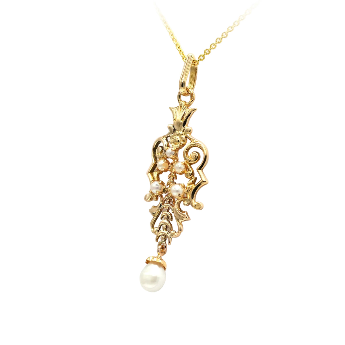 Pendentif en or jaune et perles