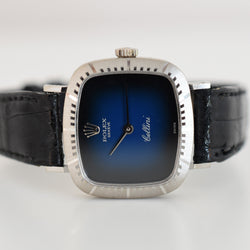 Montre ROLEX Cellini Zephir en or blanc, acier, cuir et rubis
