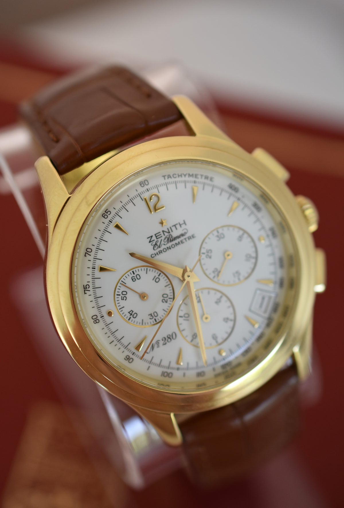 Montre ZENITH El Primero en or jaune et cuir