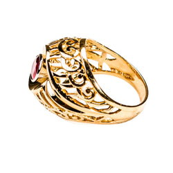 Bague Dôme ren or rose, platine et rubis