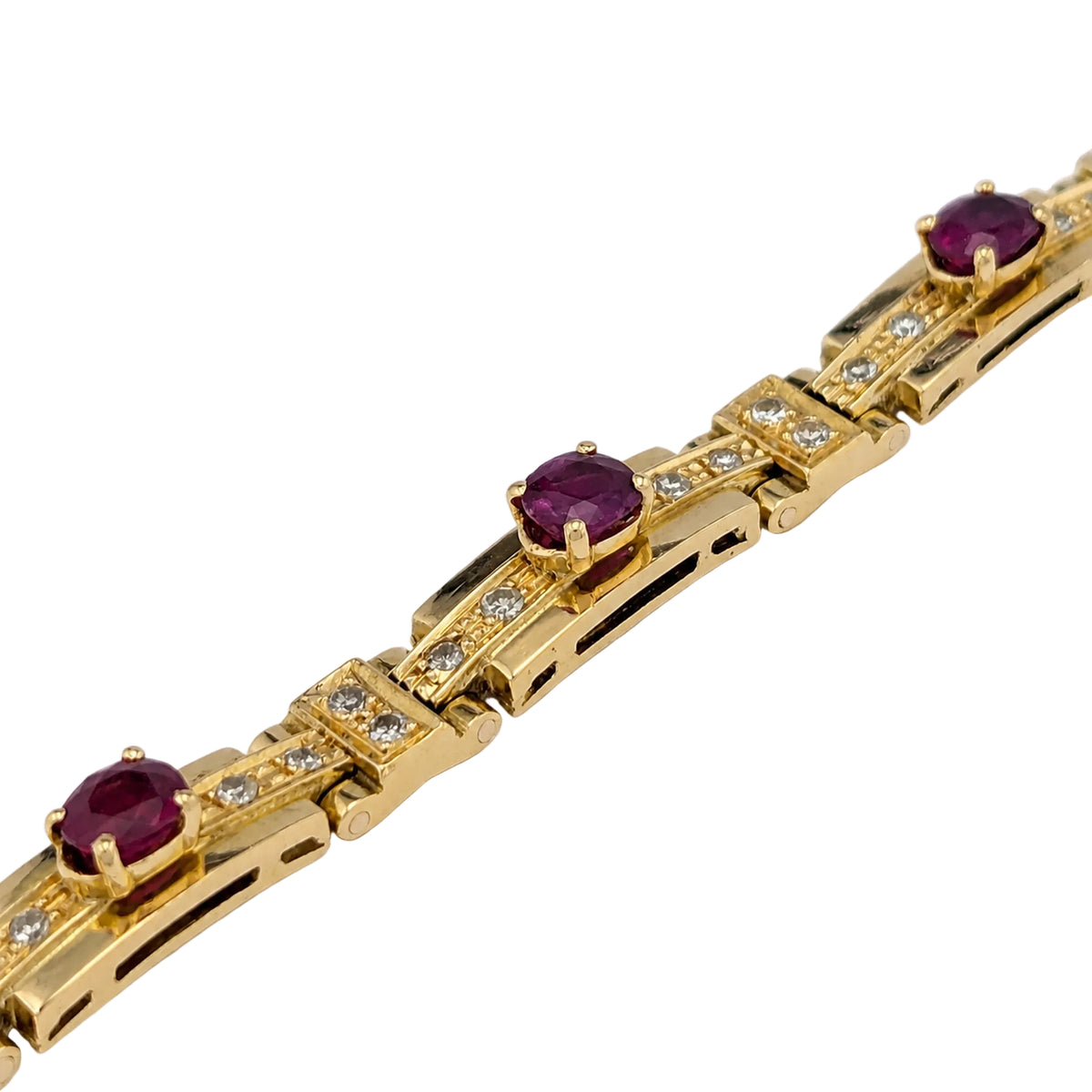 Bracelet Ligne en or jaune, rubis et diamants