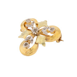 Broche Épingle en or blanc, or jaune, or vert et diamant