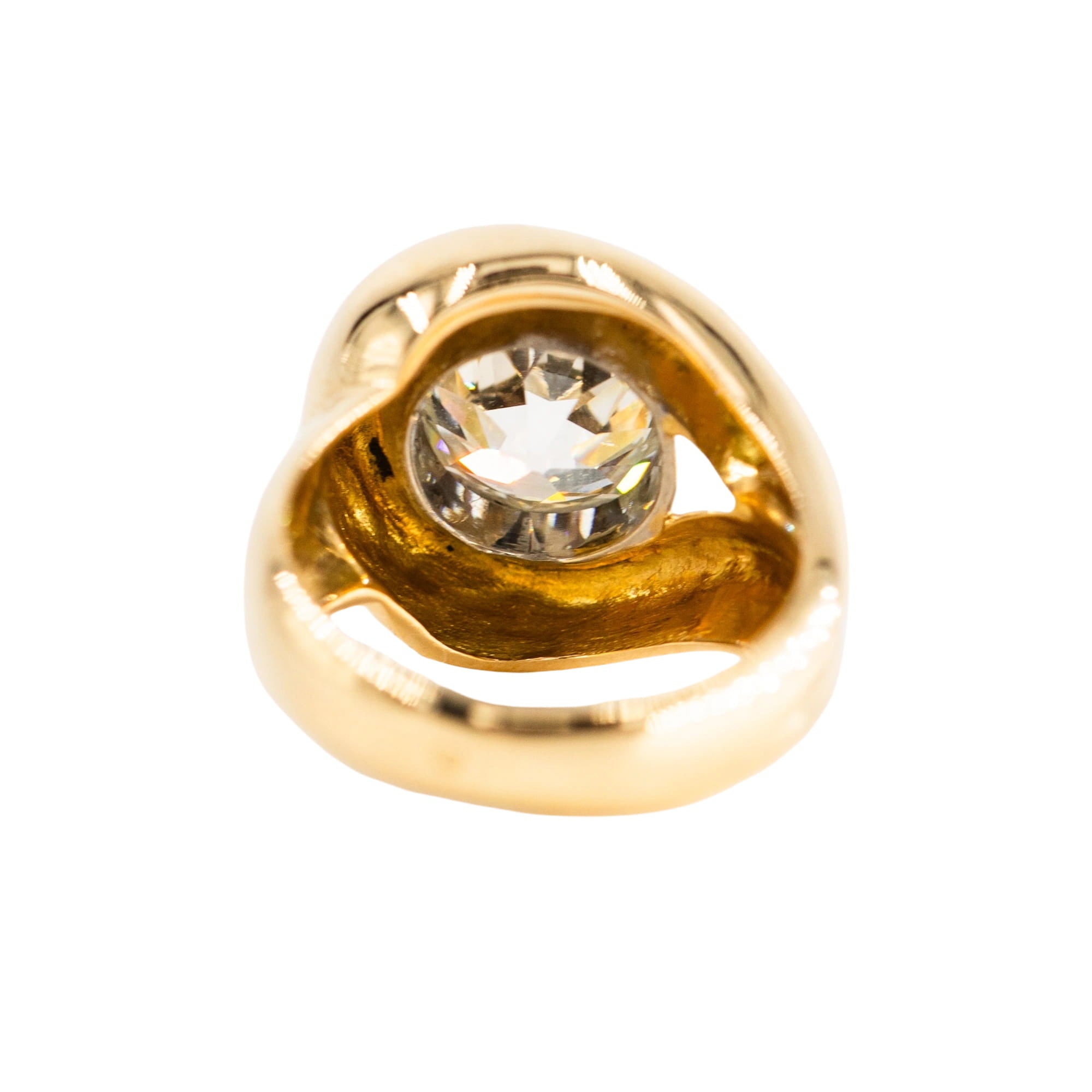 Bague Solitaire en or jaune, platine et diamant