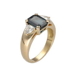 Bague Trilogie en or jaune, saphir et diamants