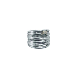 Bague MAUBOUSSIN "Kiff and Sun" en or jaune, argent et diamants